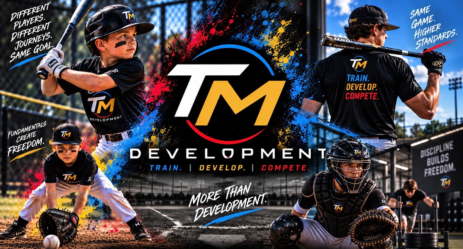 TM Development artwork showing players at different stages of their baseball journeys